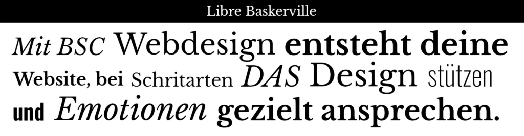 Schriftbeispiel mit Libre Baskerville für seriöse Websites.