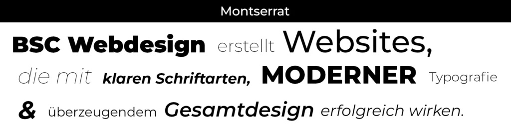 Beispiel der Montserrat Schriftart für moderne Websites und Branding.