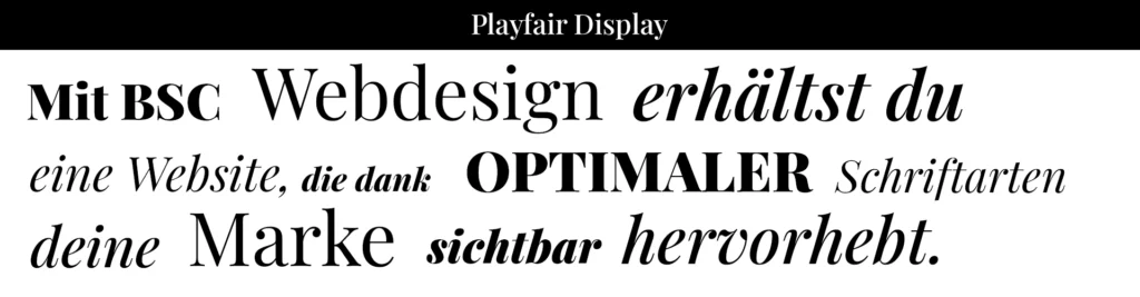 Beispieltext mit der Schriftart Playfair Display für elegante Websites.