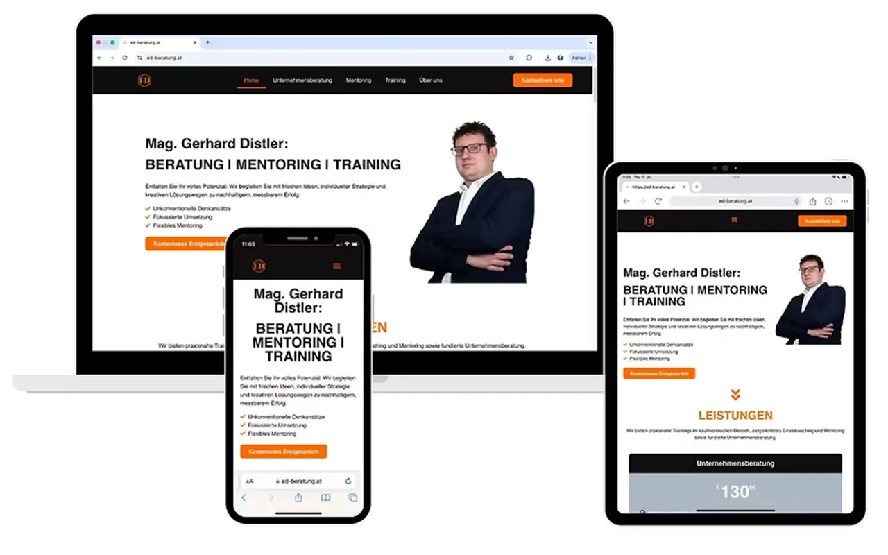 Beispiel für einen Call-to-Action: Der orange Button auf der Website ist der CTA