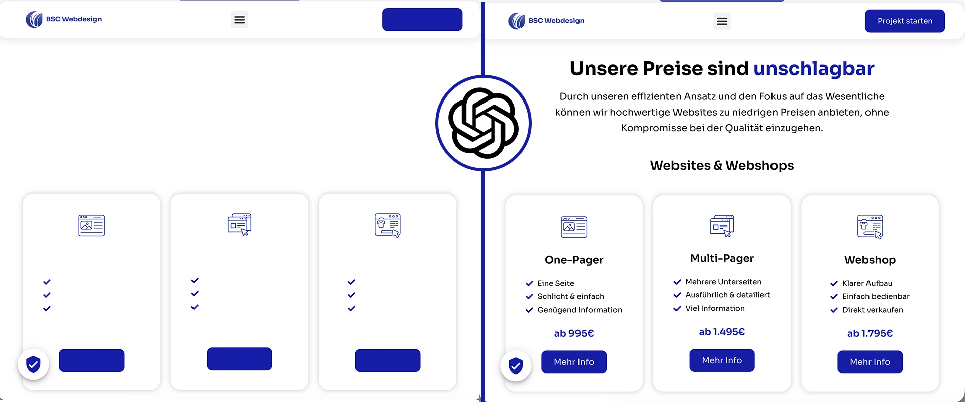 ChatGPT Vorher/Nachher – Beispiel Website-Texte