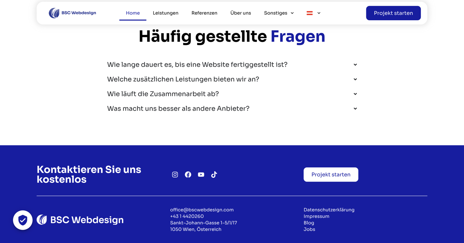 Beispiel einer Website: Wo ist der Footer?