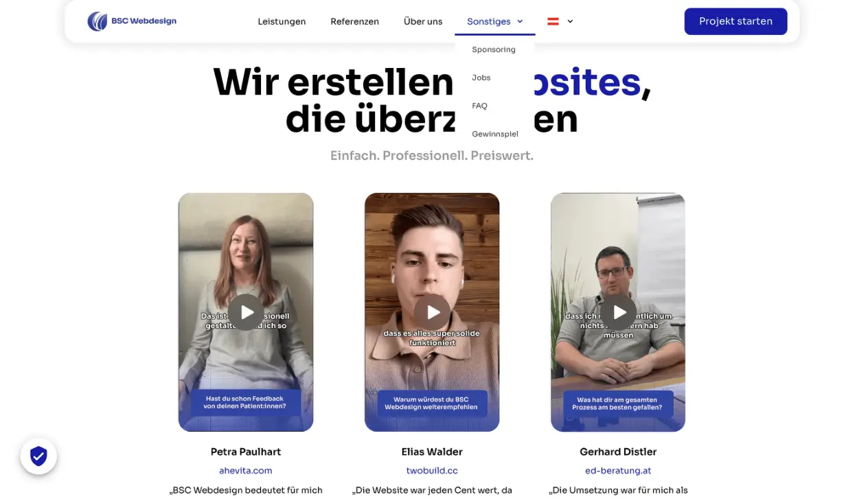 Website navigation without an open drop-down menu